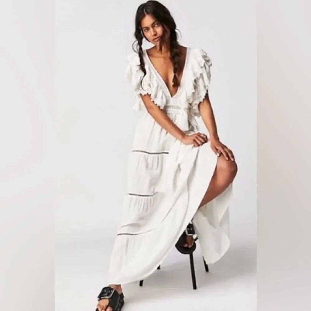 Free People Jen's Pirate Booty Spirit Maxi Dress white Size L